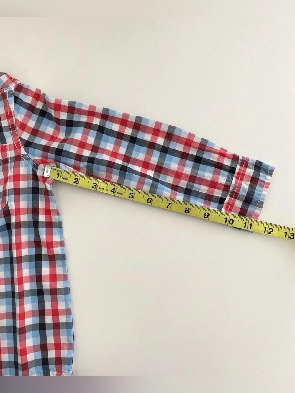 OshKosh B'gosh Red Blue White Plaid Button Down Shirt Long Sleeves Preppy Size 5